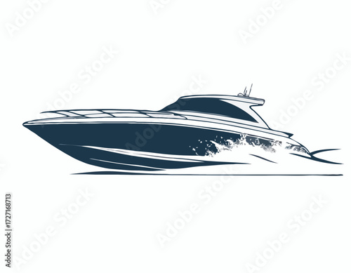 driving speed boat silhouette vector white background