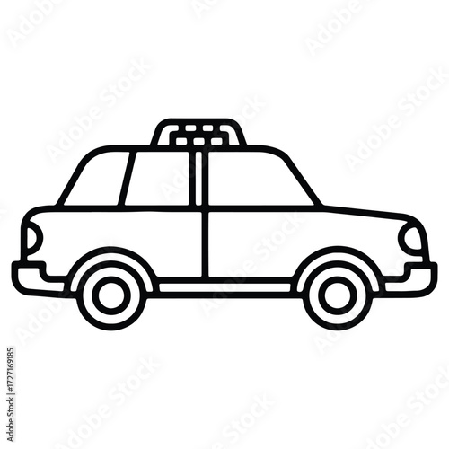 Black and white taxi cab outline icon illustration isolated design