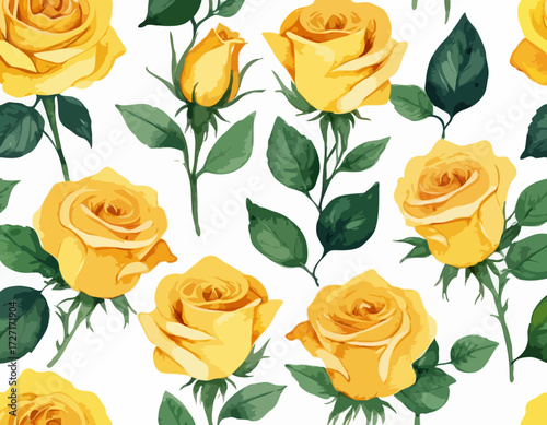 Watercolor yellow rose flower