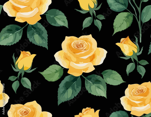 Watercolor yellow rose flower