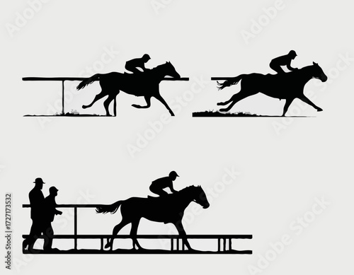a man and a Horse race silhouette bundle