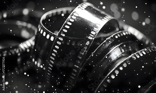 Explore vintage film reel black and white photography for retro movie and cinema enthusiasts