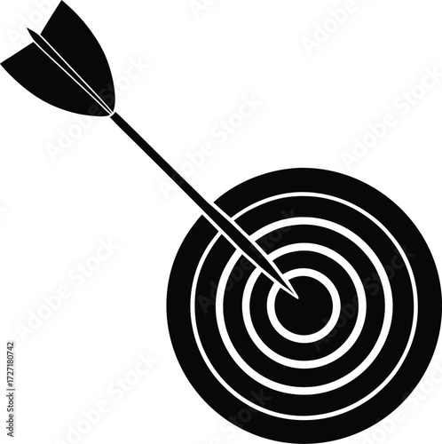  golden dart hitting target on white .eps