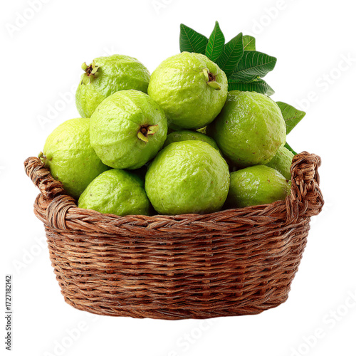 Wallpaper Mural Green guavas in wicker basket on transparent background Torontodigital.ca
