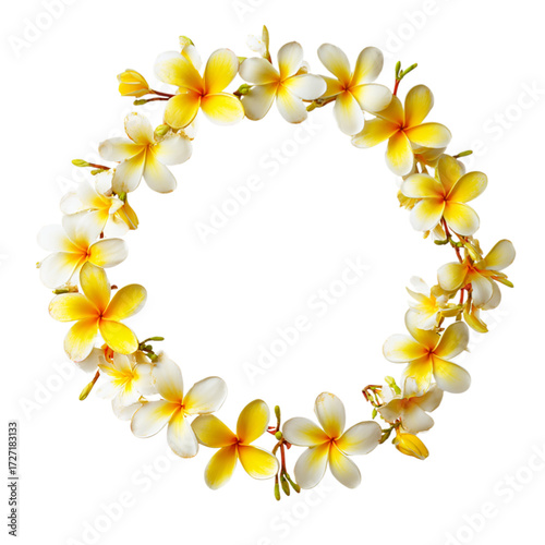 Wallpaper Mural Hawaii garland of frangipani flowers in circle on transparent background Torontodigital.ca