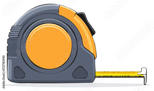 Retractable tape measure tool vector illustration for construction and DIY projects