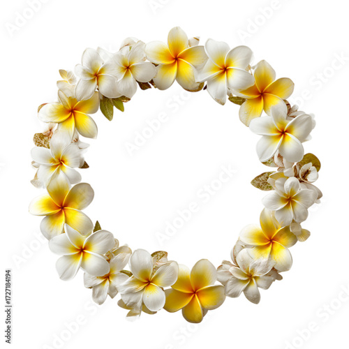 Wallpaper Mural Hawaii garland of frangipani flowers in circle on transparent background Torontodigital.ca
