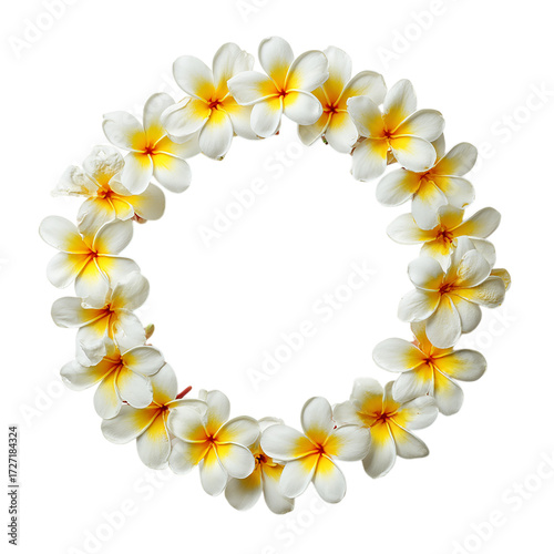Wallpaper Mural Hawaii garland of frangipani flowers in circle on transparent background Torontodigital.ca