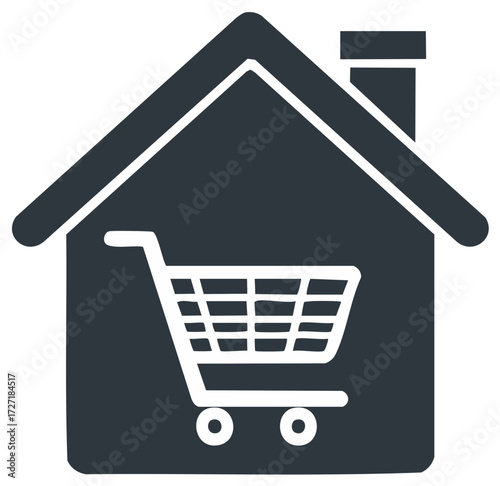 E-commerce store in house vector icon for delivery of items