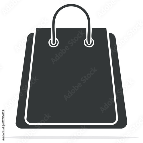 Modern dark gray shopping bag silhouette vector graphic for shopping retail concepts and consumerism