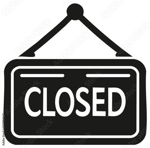 Black and white hanging sign displaying the word closed to indicate business closure