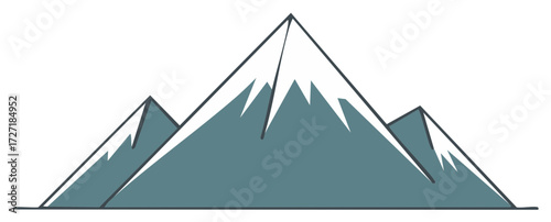 Simple vector illustration of mountain peaks with snow