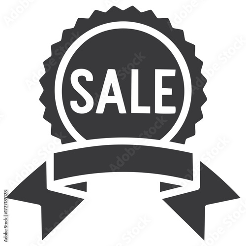 Sale badge icon with ribbon banner for retail promotion and discount offers