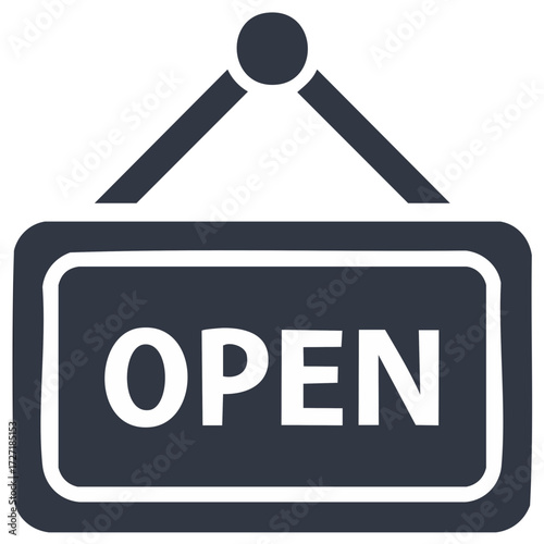 Hanging open sign icon for shop or business door notice vector graphic symbol