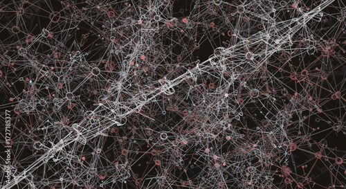 Futuristic abstract visualization of a complex digital network with interconnected nodes