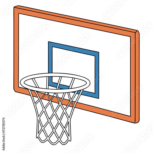 Vector art of basketball hoop and backboard