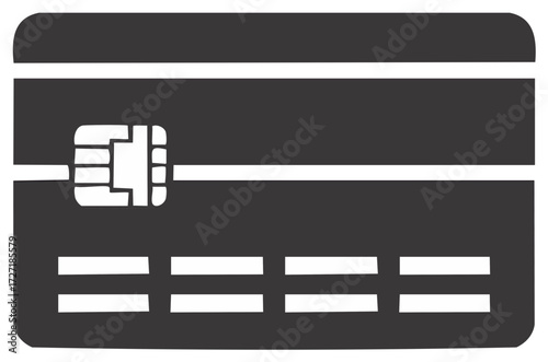 Credit Card Illustration with Chip and Magnetic Stripe Finance and Payment Solutions