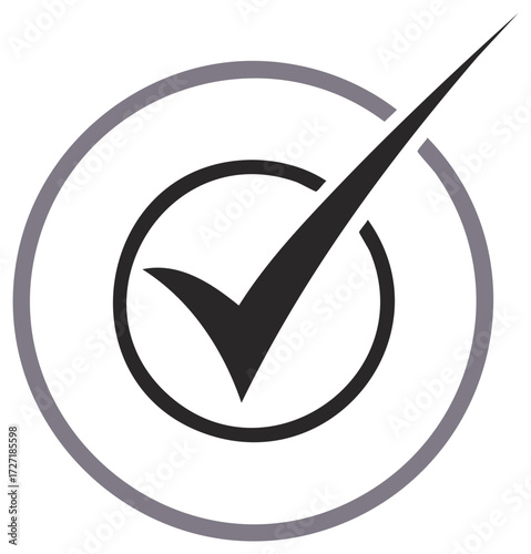 Black Checkmark Icon Inside Circles for Correct Approval Confirmation Symbol