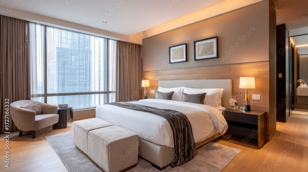 Fototapeta premium premium luxury hotel style bedroom king size