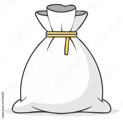 Cartoon bag with tie symbol icon isolated on white textile sack