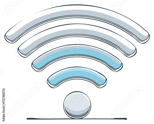 Stylized Wi-Fi signal bars graphic with a rounded base and arcs emanating outwards