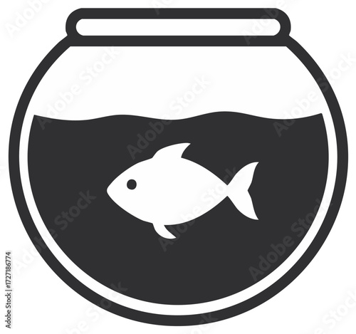 Fish inside a fishbowl Illustration vector icon