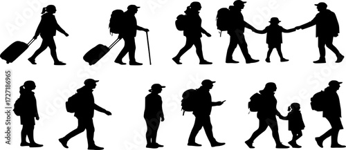 Silhouettes of traveling people
