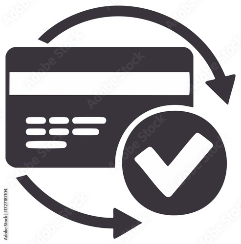 Credit card approved transaction concept with check mark and arrow, payment processing