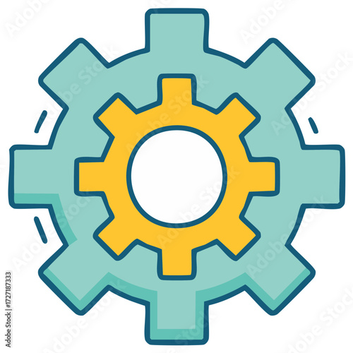 Iconic gears symbolize process and connection for engineering or technological themes