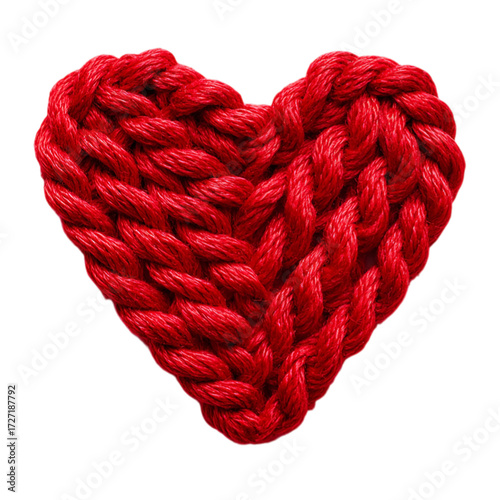Wallpaper Mural Heart made of knitted thick red thread yarn on transparent background Torontodigital.ca