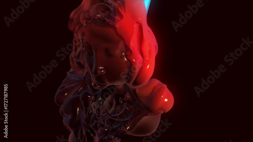3D-animation. turning into a bust of a statue with LSED l