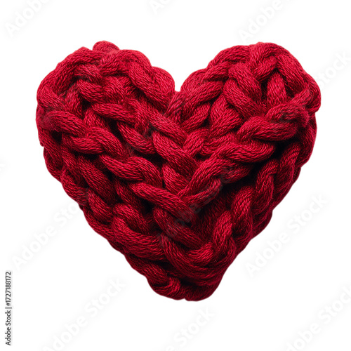 Wallpaper Mural Heart made of knitted thick red thread yarn on transparent background Torontodigital.ca
