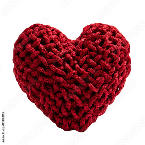 Wallpaper Mural Heart made of knitted thick red thread yarn on transparent background Torontodigital.ca