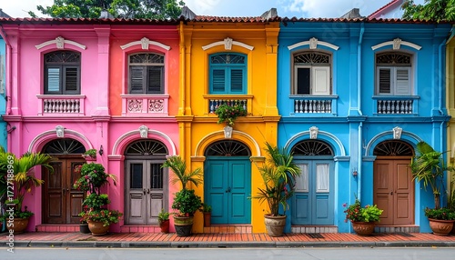 Colorful row houses