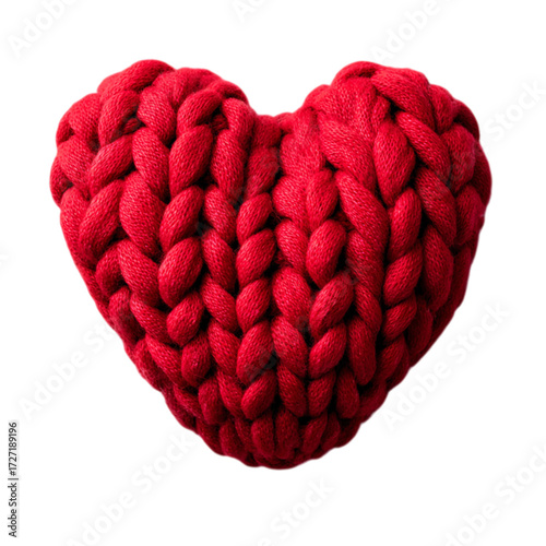 Wallpaper Mural Heart made of knitted thick red thread yarn on transparent background Torontodigital.ca