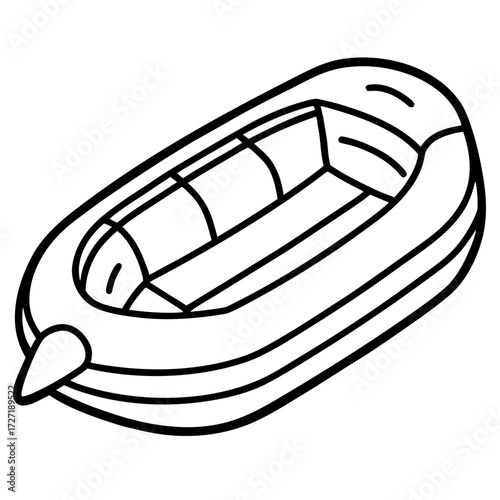 Inflatable Dinghy Line Vector