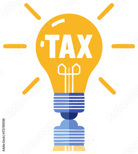 Lightbulb with TAX message representing tax ideas and financial solutions