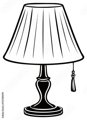 Classic table lamp with a pleated lampshade and decorative tassel