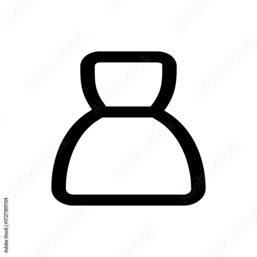 Illustration of a stylized pawn shape with rounded edges and a black outline on a white background visual