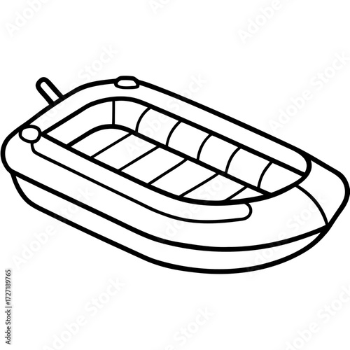 Inflatable Dinghy Line Vector