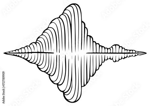 Abstract sound wave visualization graphic with symmetrical ripple effect