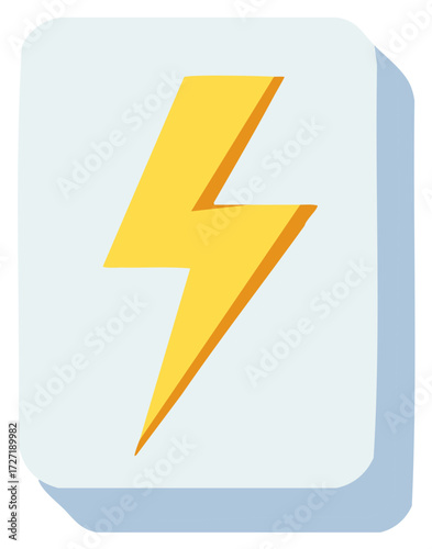 Yellow Lightning Bolt Energy Electric Power Sign on Rounded Square Icon