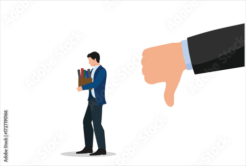 Business vector illustration of a hand doing thumb down, bad performance, rejection symbol icon vector template design element