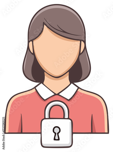 Illustration of Faceless Figure Holding Padlock Symbolizing Data Security and Access Control Privacy for Sensitive Information