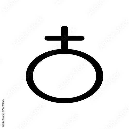 Illustration of a black astrological symbol representing earth or a female symbol on a white background