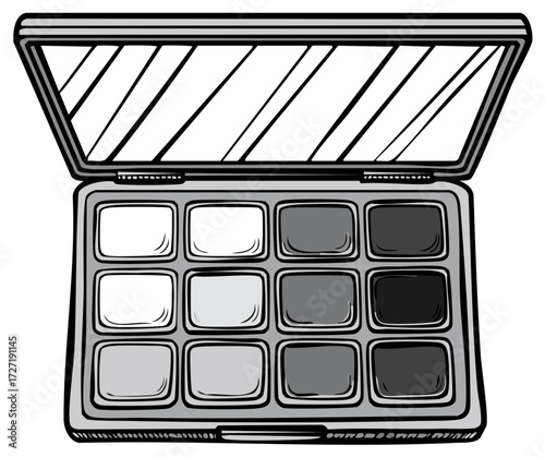 Eye Shadow Palette with Mirror, Grey Scale Make-up Shades, Cosmetics Palette