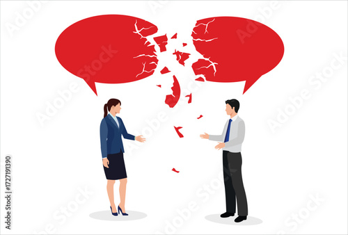 Business communication breakdown. Symbol of misunderstanding, negotiation problems, miscommunication, argument. vector template design element