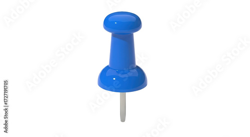 Isolated blue push pin, office supply for tack board use in planning and organizing tasks