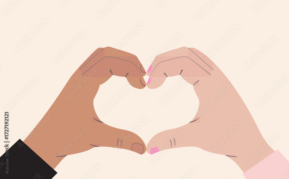 Fototapeta premium Couple Hands Forming Heart Shape Illustration