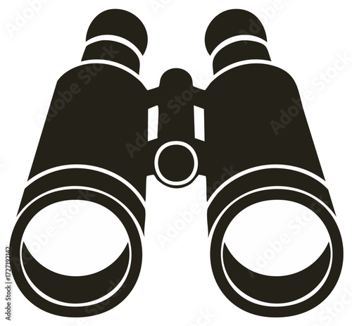 Monochromatic Binoculars Silhouette Icon Symbol for Exploration and Observation